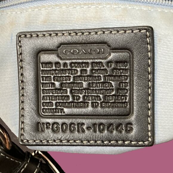 Coach Tote Bag # G06K - 10445. Black w Signature Jacquard, Leather Trim, Beading - Picture 6 of 7